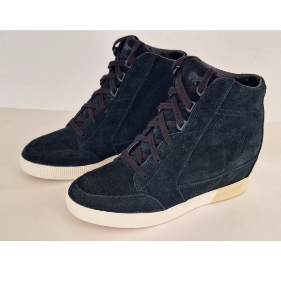 US8.5 Sorel Out N About II Wedge Suede Ankle Boots Black Waterproof - Picture 5 of 13